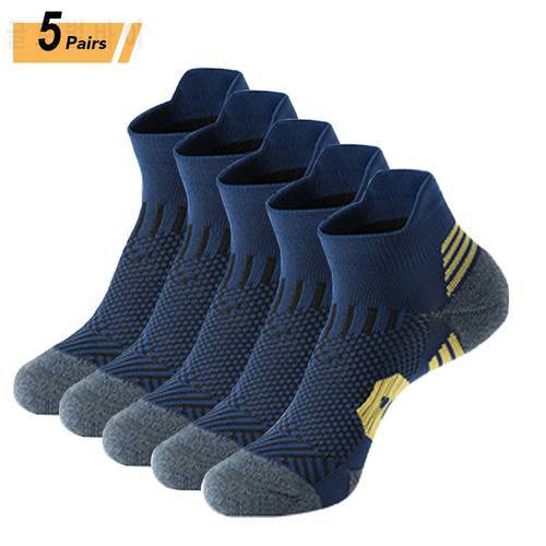 5Pairs New Spring Men&39s Socks AnkleThick Knit Sports Sock Outdoor Fitness Breathable Quick Dry Wear-resistant Short Running Sock