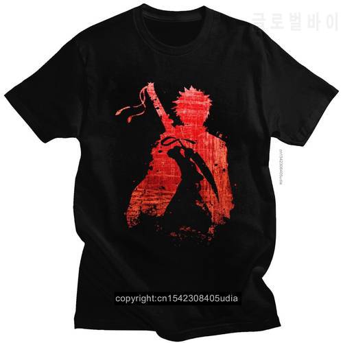 Ichigo Kurosaki Tshirt Men Cotton Shinigami Anime Japan Tee Tops O-Neck Short Sleeve Graphic T Shirt Camisa Streetwear Harajuku