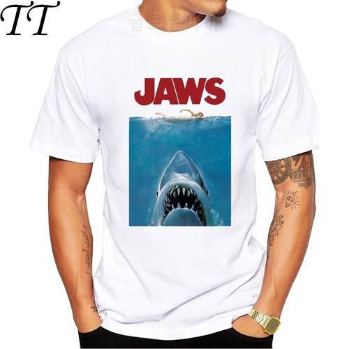 2019 Funny Summer Vintage Movie Jaws Design T Shirt Men&39s High Quality Hipster Shark Print Tops Tees gt046