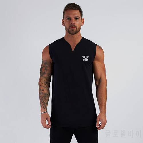New Mens Workout Casual Fitness Tank Top Musculation Gym Clothing Breathable Bodybuilding Singlets Sports Sleeveless V-Neck Vest