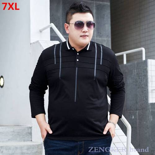 Trendy brand plus size polo-shirt long-sleeved plus size polo-shirt extra large 7XL polo shirt men oversize
