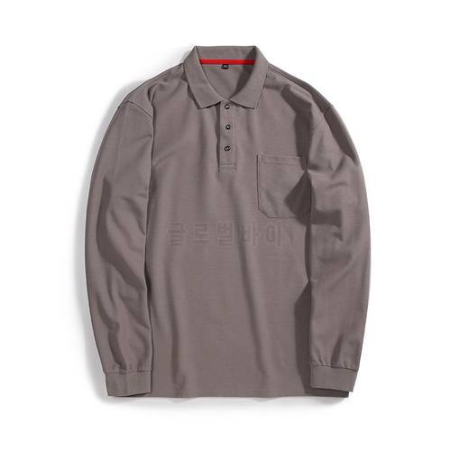 New Men&39s Solid Long Sleeve Polo Shirt Men Autumn Full Sleeve Warm Shirt Casual Pocket Tops Plus Size 8XL Brand Men&39s Clothing