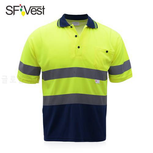 Reflective Safety Shirt Clothing Quick Drying Short Sleeved T-shirt Protective Clothes For Construction Workwear Polo Shirt