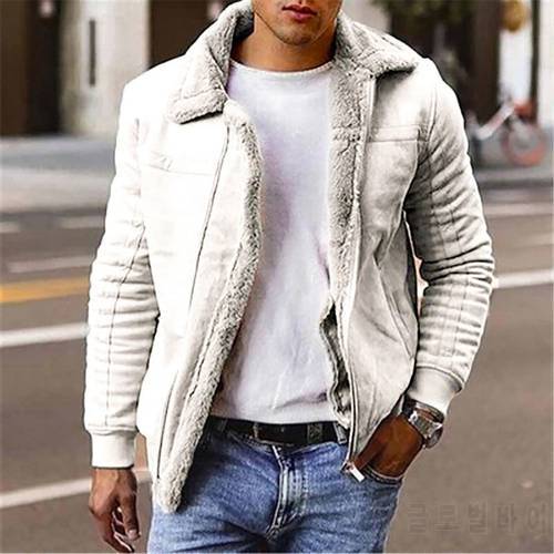 2021 Winter Men&39s Faux Leather Jackets And Coats Fleece Lined Warm Parkas Thicken Thermal Faux Fur Overcoat Outerwear