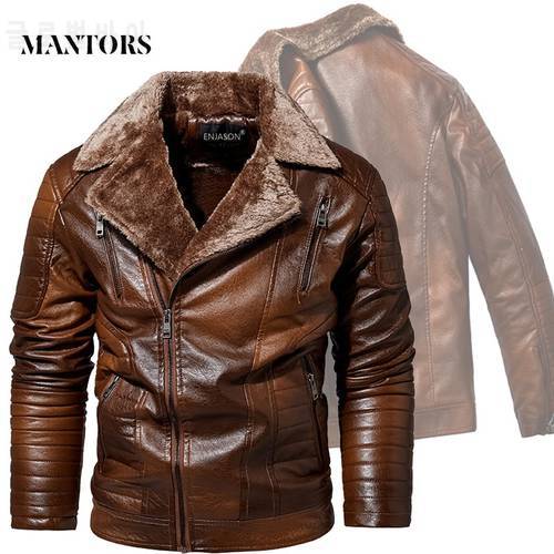 New Men Leather Jackets Winter Thick Warm Mens Casual Faux PU Motorcycle Jacket Male Fleece Pilot Coats Solid Windproof Clothing