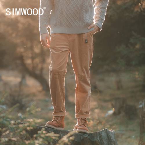 SIMWOOD 2022 Autumn Winter New Thick Corduroy Pants Oversize Loose Straight Ankle-Length Trousers Brand Clothing