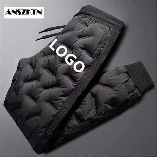 2021 Men&39s New Outdoor Warm Thickened Winter Solid Color90% White Duck Down Padded Winter Down Pants Men Water-Proof Sweatpants