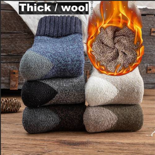 5Pairs Wool Winter Super Thick Men&39s Socks Terry Warm Retro Christmas Snow Wool Socks High Quality Men Women&39s Socks For Gift