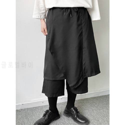 Men Beat Pants Spring And Summer New Irregular Personality False Two Hair Stylist Style Large Size Seven Minutes Pants