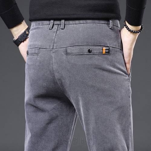 High Quality Corduroy Pants Men Winter New Plus Thick Warm Men&39s Trousers Grey Straight Long Pants Male Pantalon 36 38
