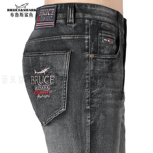 Winter Men&39s Jeans Bruce&Shark Fashion Casual Black Jeans Straight Leg Thicken Strech Cotton Soften Loose Super Quality big size