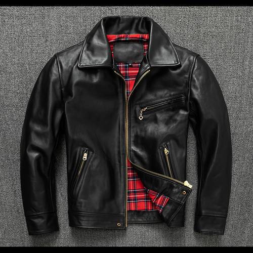 Free shipping.2021 sales Brand new horsehide coat.slim men classic motor rider real leather jacket.quality leather cloth