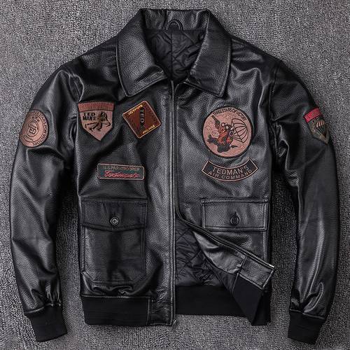 2021 Men&39s Pilot Winter Jacket Air Force 1 Genuine Leather Jackets for Men Bomber Clothing 100% Sheepskin Aviator Male Coat
