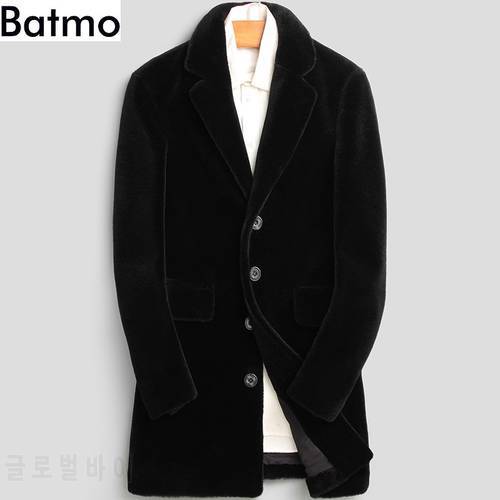 Batmo 2018 new arrival winter high quality wool shearling men&39s jacket ,casual men&39s fur coat,trench coat men plus-size L-4XL