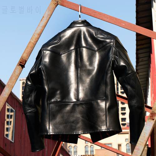 CDJ-34 Asian Size Super Top Quality Heavy Genuine Japan Horse Leather Slim Classic Horsehide Stylish Rider Jacket