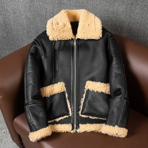 2021 Latest Sheepskin Fur Leather Coat Lapel Windproof and Warm Oversize European and American Retro Leisure Winter Style
