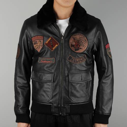 Free ShippingMen&39s Winter Leather Jacket integrated Embroidered Coat Leather Slim Keep Warm Fur Collar
