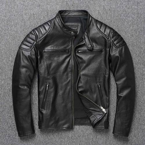 2023 New Leather Jacket Top Layer 100% Cowhide Leather Clothes Men&39s Stand Collar Motorcycle Clothes Autumn Winter Plus Size