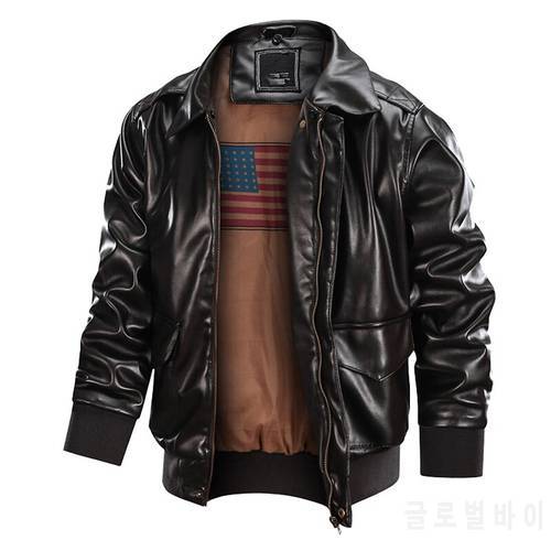 Men&39s Winter Thick Bomber Flight Leather Jacket Male Skin Biker Motorcycle Outwear Coats Soft Air Force Pilot Leather Jackets