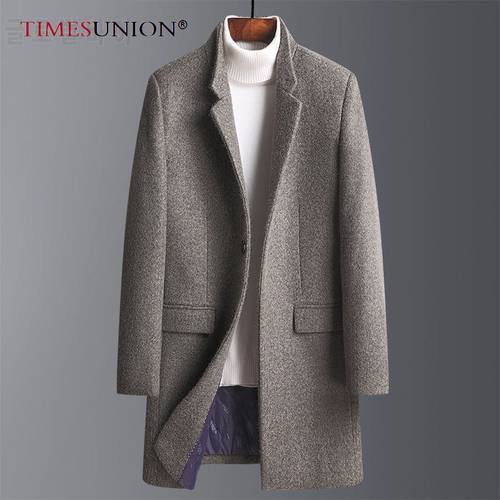 2022 Autumn/Winter Men Woolen Coat Jacket Mid-length Thicken Men&39s Winter Jacket Fashion Casual Stand Collar Warm Men&39s Coat