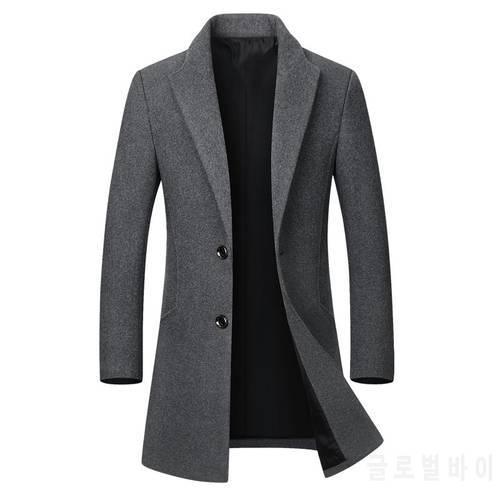 Winter Wool Jacket Men&39s High-quality Wool Coat Casual Slim Collar Wool Coat Men&39s Long Cotton Collar Trench Coat