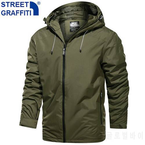 2021 Men New Casual Windproof Hooded Jacket Coat Men Spring Autumn Waterproof Jacket Outdoor Tactical Hiking Big Size Jacket Men