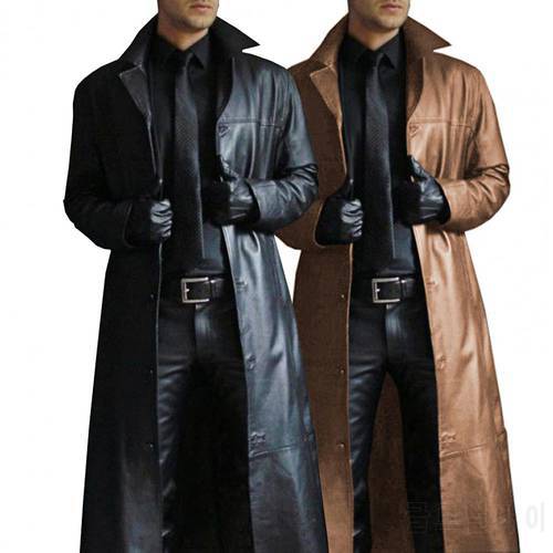 Solid Color trench coat Men Overcoat Autumn Winter Single-breasted Punk Jacket Coat Streetwear chaquetas hombre тренч мужской