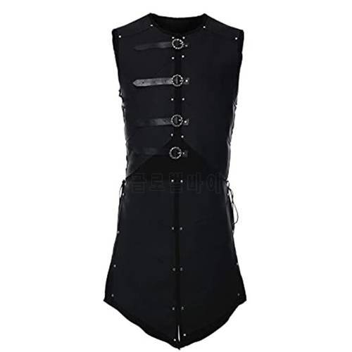 Mens Pirate Renaissance Vest Waistcoat Tailcoat Gothic Steampunk Jacket Vest Single Breasted Punk Vest Cosplay Medieval Costume