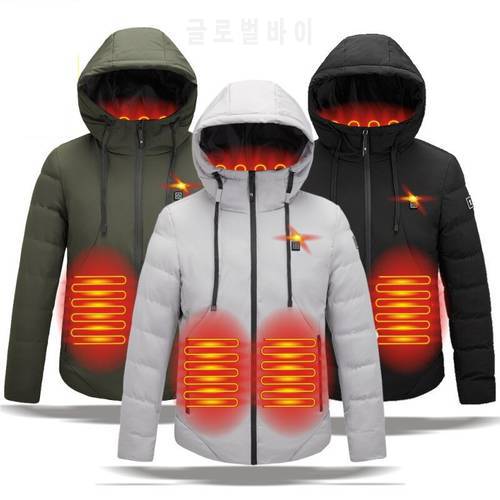 Men Heated Jacket USB Winter Outdoor Electric Heating Jackets Male Warm Sprots Thermal Coat Clothing Heatable Cotton jacket 4XL