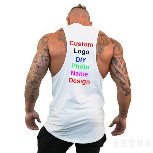 Design Brand Logo/Picture Custom Gym Tank Top Clothing Bodybuilding Workout Men Fitness Singlet Sleeveless Vest Muscle Shirt Men