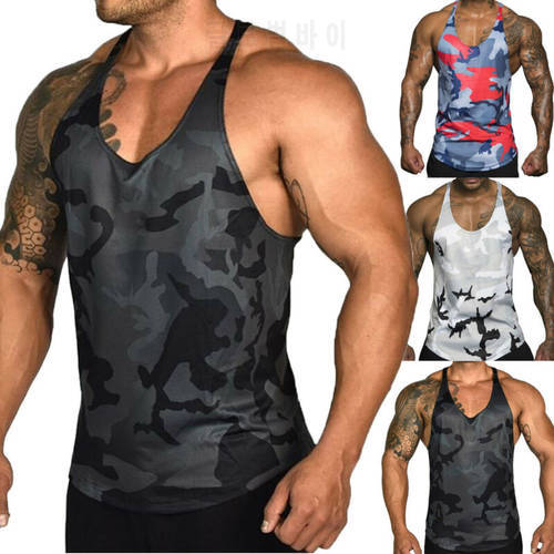 Hot Style New Fashion 2019 Men Gym Fitness Sleeveless Patchwork Tank Top Male Muscle Bodybuilding Sports Vest Plus Size