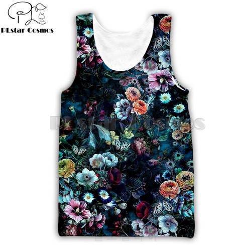 PLstar Cosmos Flower summer vest Fashion Male/Female Tank tops painting Floral 3D Printed streetwear Casual sleeveless tops