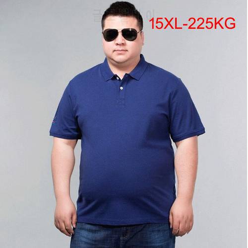 Men&39s t-shirt large size 9XL 12xl 11xl 10XL 14XL 15XL Cotton short-sleeved summer T-shirt blue lapel