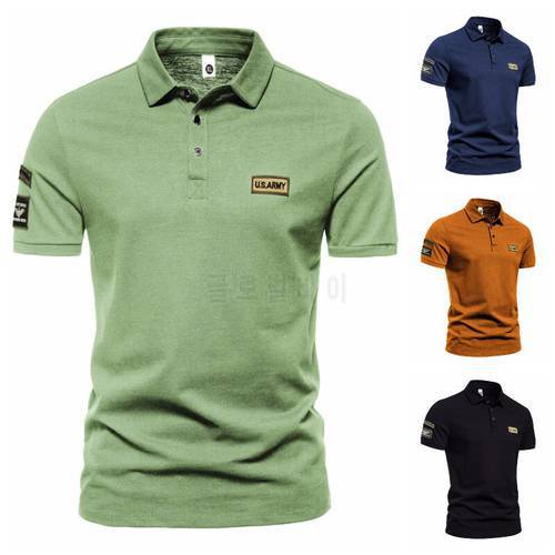 New Men&39s Outdoor Military Style US style Short-sleeved Lapel T-shirt Casual Button T-shirt