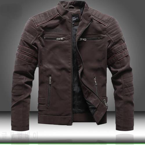 2021 Autumn Winter Men&39s Leather Jacket Casual Fashion Stand Collar Motorcycle Jacket Men Slim High Quality PU Leather Coats