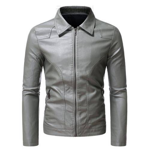 2022 Causal Vintage Leather Jacket Coat Men Outfit Design Motor Biker Zip Pocket PU Leather Jacket business simple men clothing