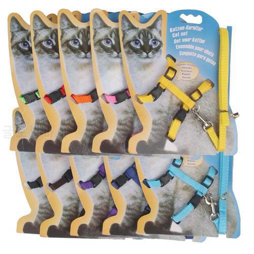 Cat Leash Harness Set Multi Color Nylon Cat Kitten Leash and Adjustable Harness for Pet Cat Supplies Accessories kat tuigje