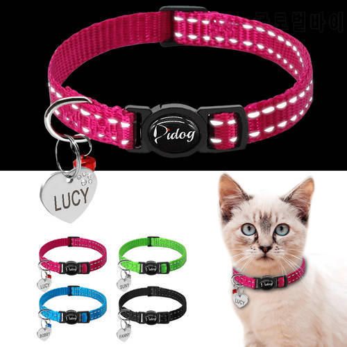 Quick Release Cat Collar Reflective Cat Collars Personalized Puppy Collars for Small Dog Cats Kitten Doggy