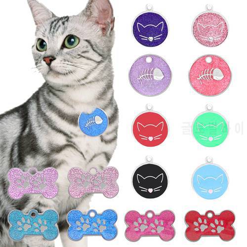 Lovely engraving Cat ID Tag Stainless Steel Pet Collar Accessories Necklace Decorative Name Telephone ID Pendant