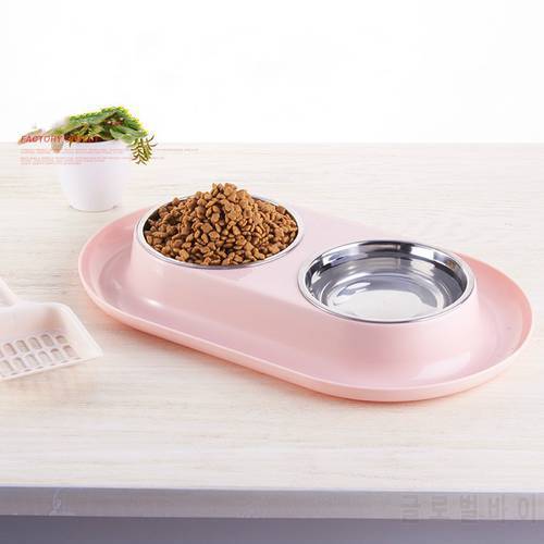 Stainless Steel Double water bowls for dogs Feeder drinker bowls for cats pets products for cats dogs bowls