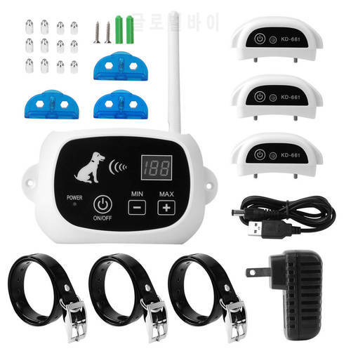 Retail Shipping Wireless 1/2/3 Dog Fence Pet Containment System Transmitter Collar Waterproof Rechargeable no Wire