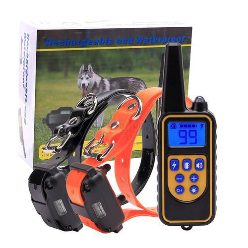 Electric Dog Training Collar 800m Pet Remote Control Waterproof Rechargeable with LCD Display for All Size Bark Stop DOG Collar
