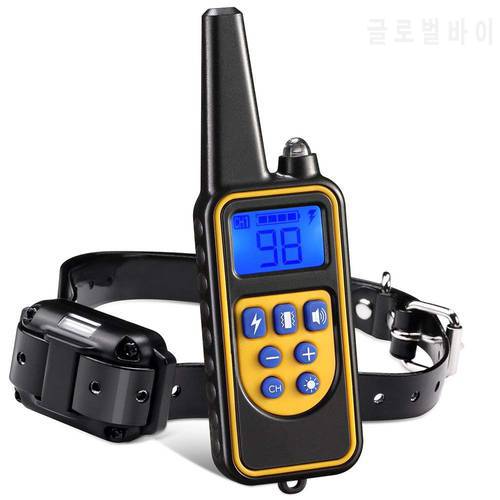 pet 800m Electric Dog Training Collar Pet Remote Control Waterproof Rechargeable with LCD Display for All Size Bark-stop Collars