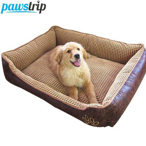 Waterproof Leather Dog Bed Washable PP Cotton Padded Pet Puppy Cushion For Large Dogs