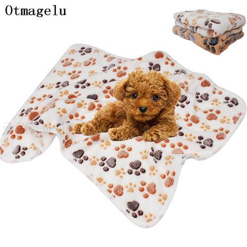 Pet Blanket Mat Winter Warm Soft Dog Cat Bed Dog Paw Print Sleeping House Mattress Cover Cushion For Small Medium Dog Puppy Cat