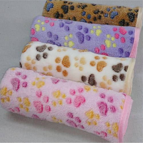 Dog Bed Mats Soft Coral Fleece Paw Foot Print Warm Pet Blanket Sleeping Beds Cover Mat For Small Medium Dogs Cats Supplies