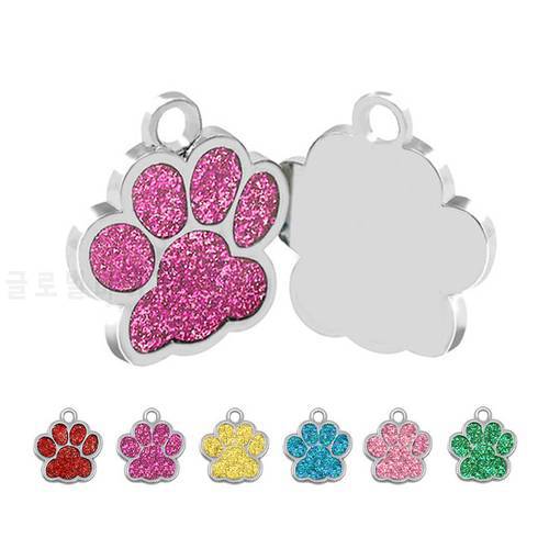 Wholesale 100 Pcs Paw Dog Id Tag nameplate Engraved Name Custom Personalized cat Dog Tags nametag Dog Collar Pet ID Tag Pet Shop