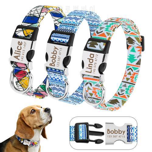 Dog Collar Custom Printed Dog Tag Collar Perro Personalized Nylon Pet Puppy Cat ID Collars Engraved For Medium Large Dogs Pug