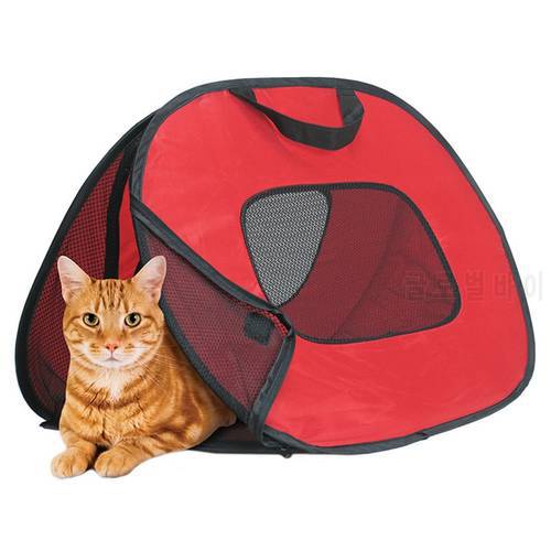 Portable Cat Carrier Foldable Pet Mesh Bag Breathable Cat House Mat Bed Carrier for Kittens Puppy Outdoor Cage Tent Large Space