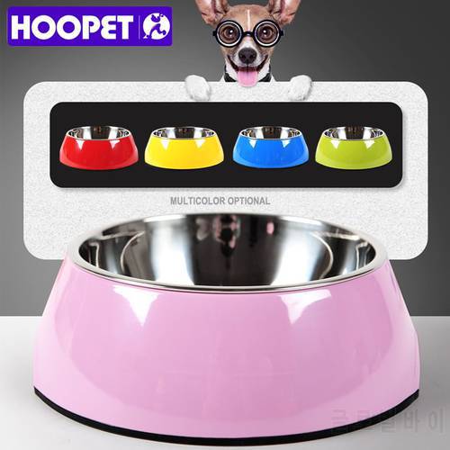 HOOPET Pet Products Double-deck Colorful Stainless Steel Dog Cat Water Food Feeding Bowl Teddy Golden Retriever
